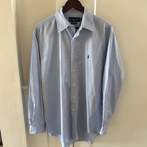 Ralph Lauren Classic Fit Men’s Size Large 16 34/35 Blue Casual Button Down Shirt